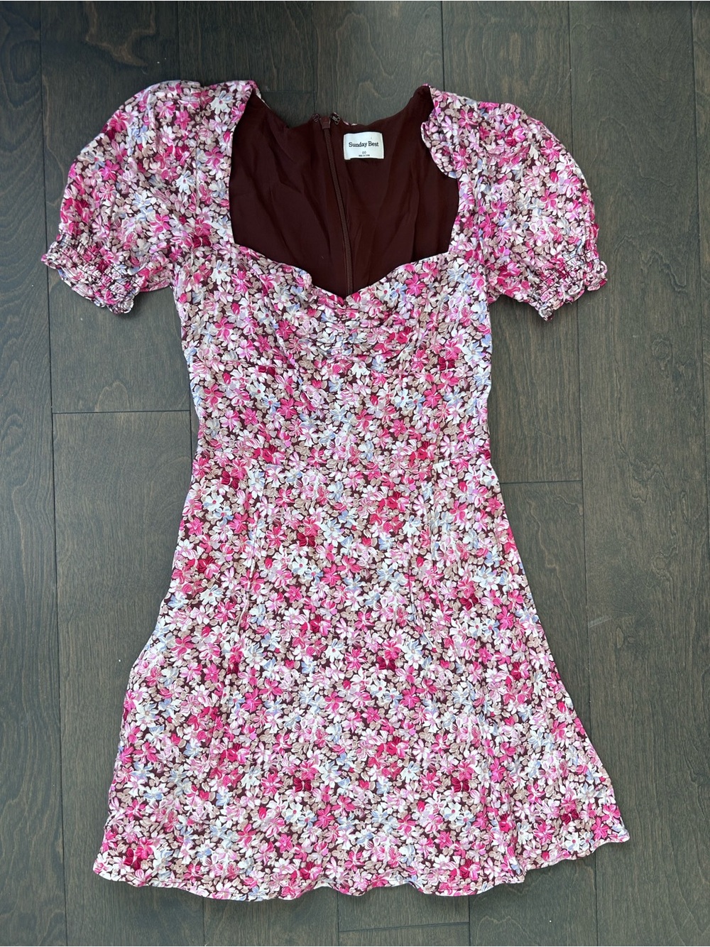 Sunday Best Pink Floral Puff Sleeve Mini Dress